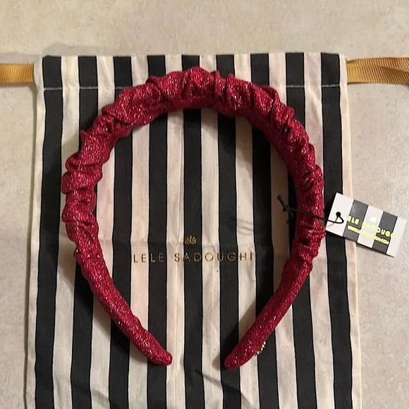 NWT Lele Sadoughi DIVA PINK GLITTER KELLY HEADBAND Diva Pink Disco Crystal Knotted Headband – Chic Streets main image 3